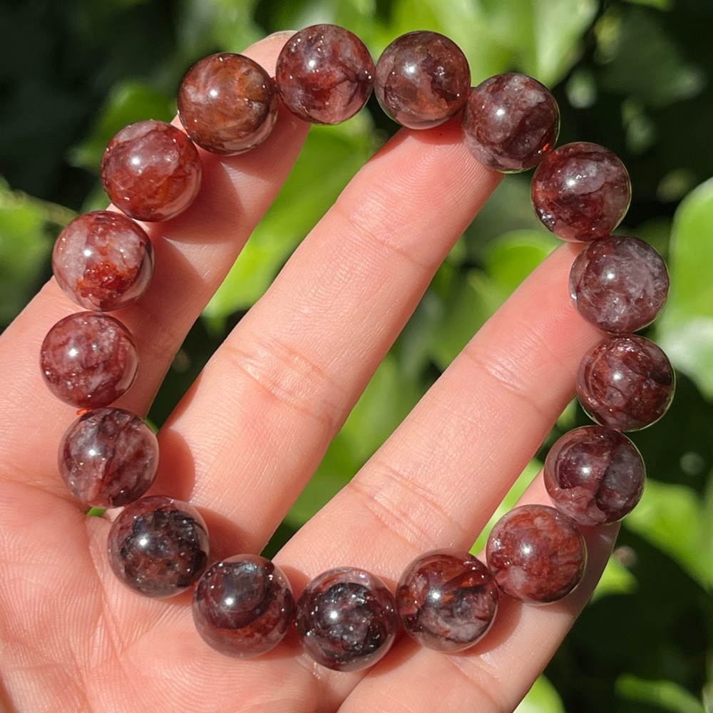 12mm stretchable dark fire Quartz‎ bracelet